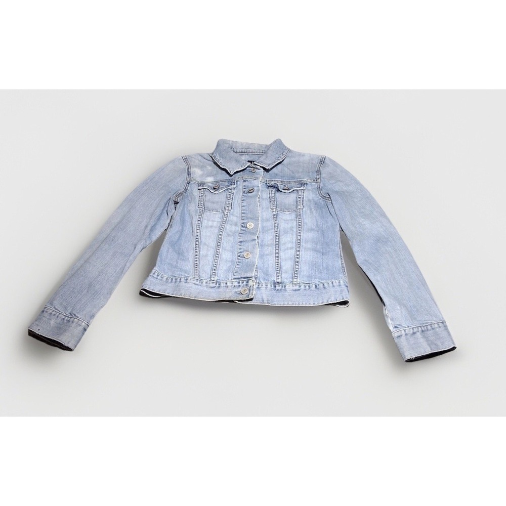 Gap 1969 Womens Light Wash Denim Trucker Jacket Size M Blue Stretch Cotton Blend